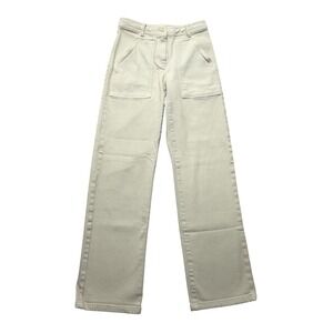 Wilfred Free Womens 00 Beige Twill Straight Leg Pants Utility Pockets Stretch